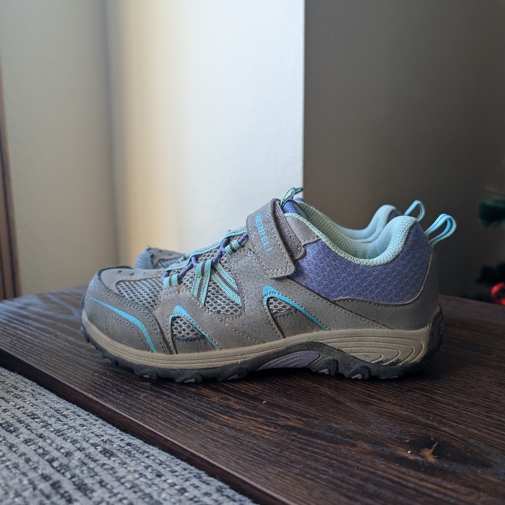 Merrell Trail Chaser Girls Gray Teal Purple Hiking Shoes